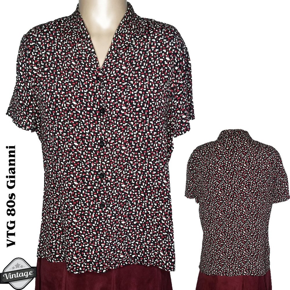 Vintage Gianni Sport Geometric Button Up Blouse